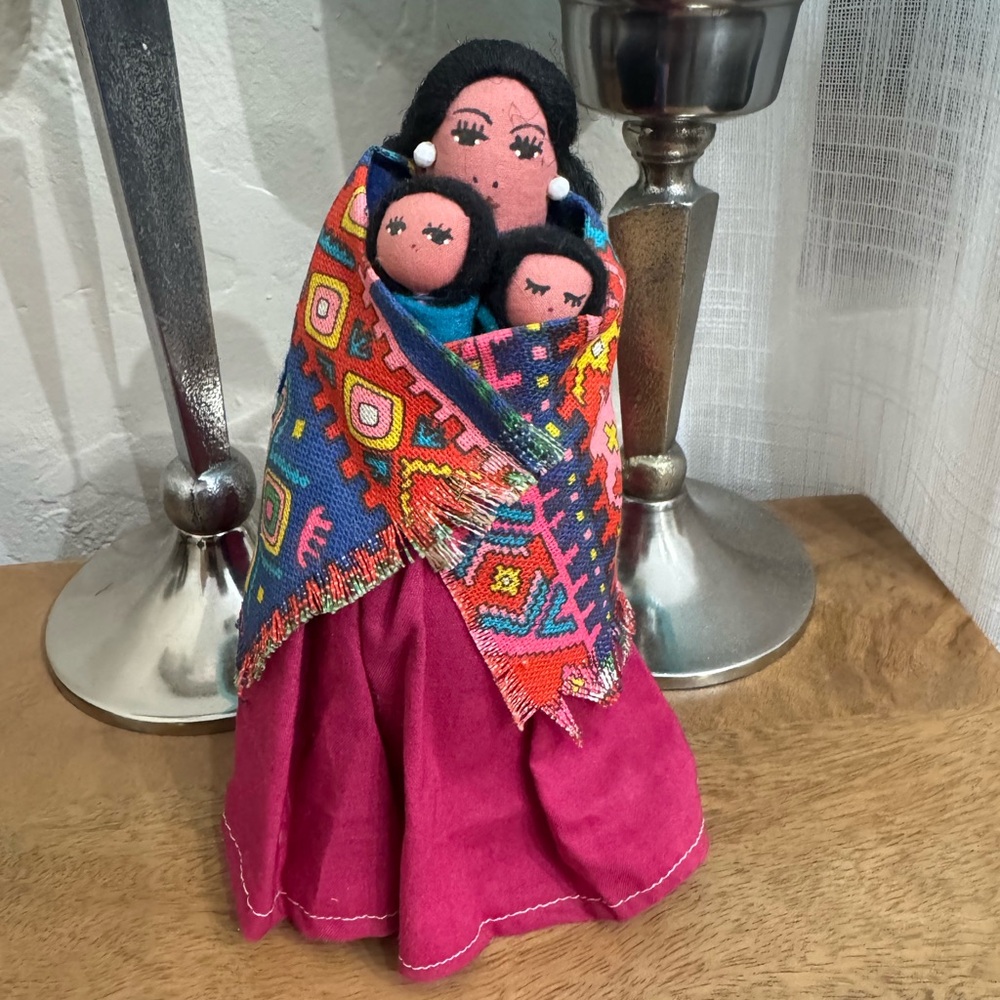 Colorful Handmade Mother and Child Art  Navajo Doll